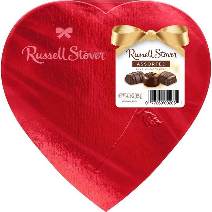 Russell Stover Valentine's Assorted Chocolates Red Foil Heart - 4.75oz | Target