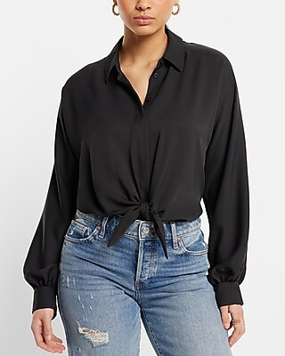 Tie Front Shirt Bodysuit | Express