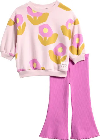 Kids' Floral Sweatshirt & Flare Pants Set | Nordstrom