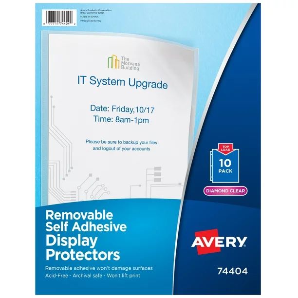 Avery Self-Adhesive Wall and Door Display Protectors, 10ct (74404) - Walmart.com | Walmart (US)
