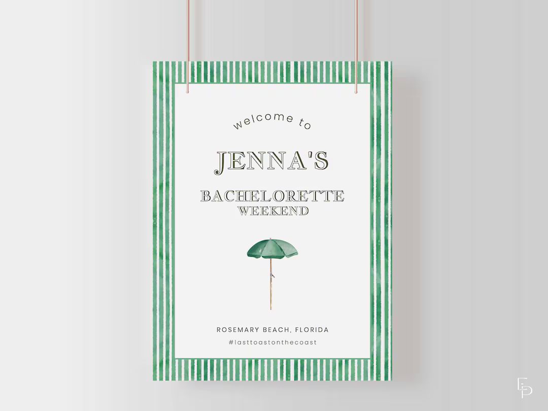 Rosemary Beach Bachelorette Welcome Sign Template ROSEMARY - Etsy | Etsy (US)