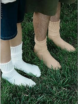 Women Crew Socks Retro Slouch Socks For Women Solid Casual Ribbed Crew Socks Pack of 5 | Amazon (US)