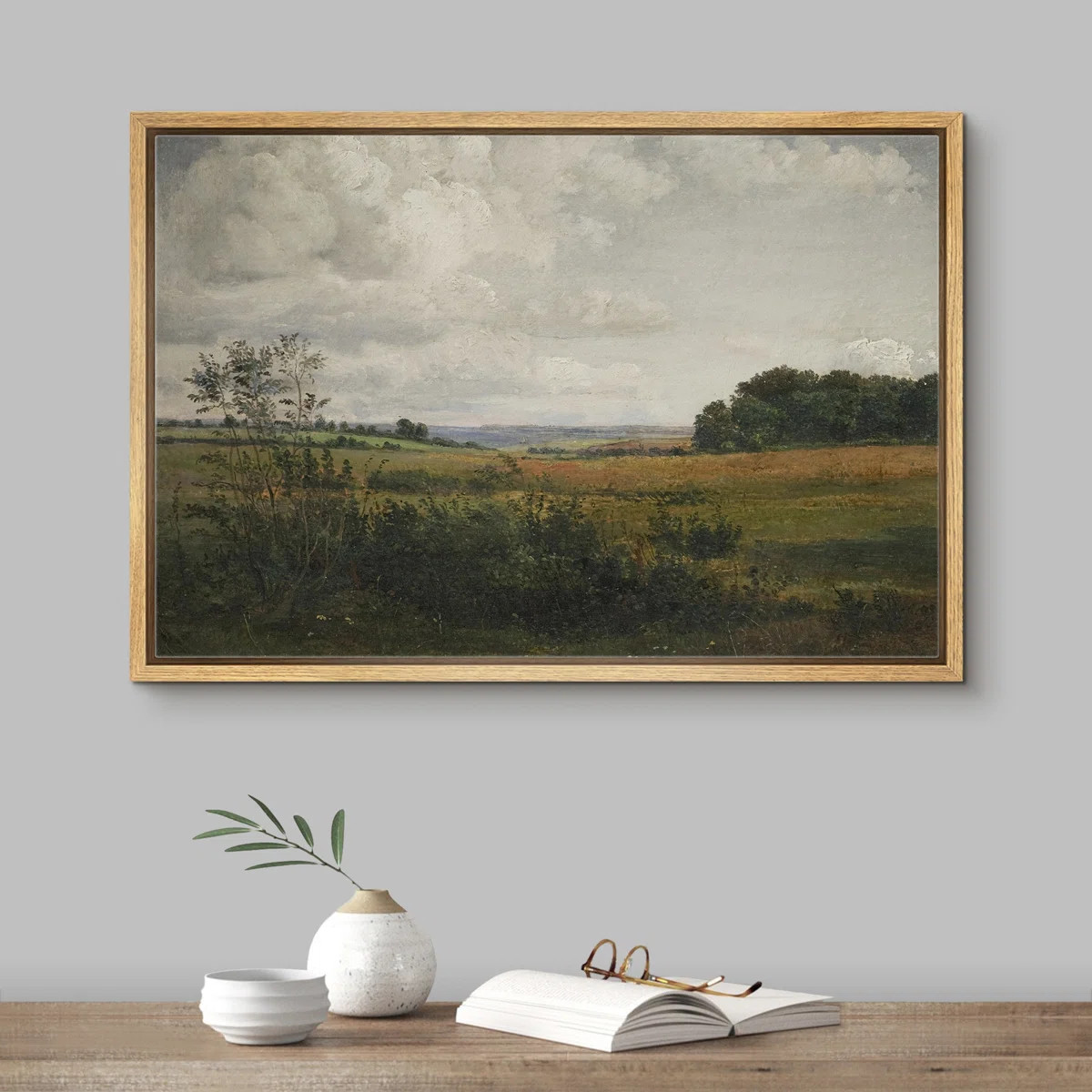 Vintage Rural Countryside Landscape Rustic Pictures Farmhouse Artwork Framed Canvas Print Wall Ar... | Wayfair North America