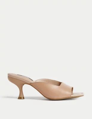 Wide Fit Leather Kitten Heel Mules | Marks and Spencer US
