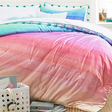 Watercolor Rainbow Ombre Comforter & Sham | Pottery Barn Teen | Pottery Barn Teen