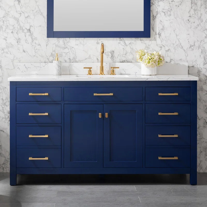Ajhane 60'' Single Bathroom Vanity with Engineered Stone Top | Wayfair North America