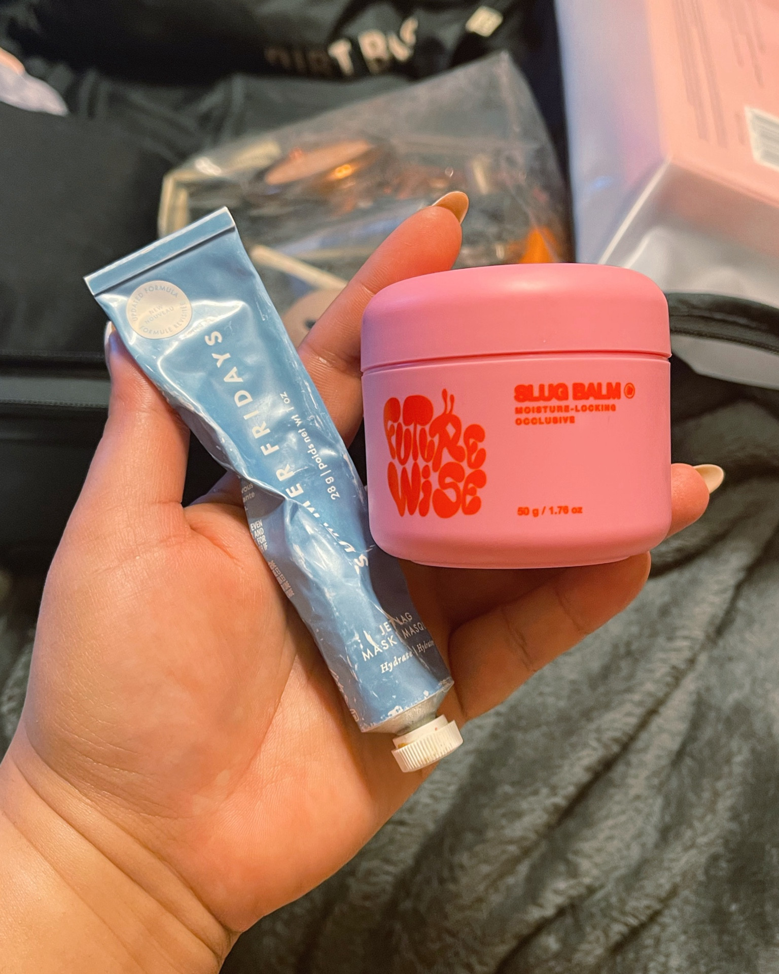 Summer Fridays Jet Lag Mask and FutureWise Slug Balm are helping me replenish and maintain the moisture in my — normally oily — skin, which has been dry and crusty our entire California trip. I use Jet Lag mask as a moisturizer day and night, and at night, I layer Slug Balm over my moisturizer for extra moisture. I can’t believe I’m saying this, but I miss my oily skin so much, and I cant wait to return home to Hawaiʻi so my skin can feel good again. 