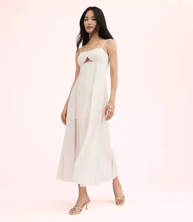Lately Cutout Linen Cotton Maxi Dress | LOFT