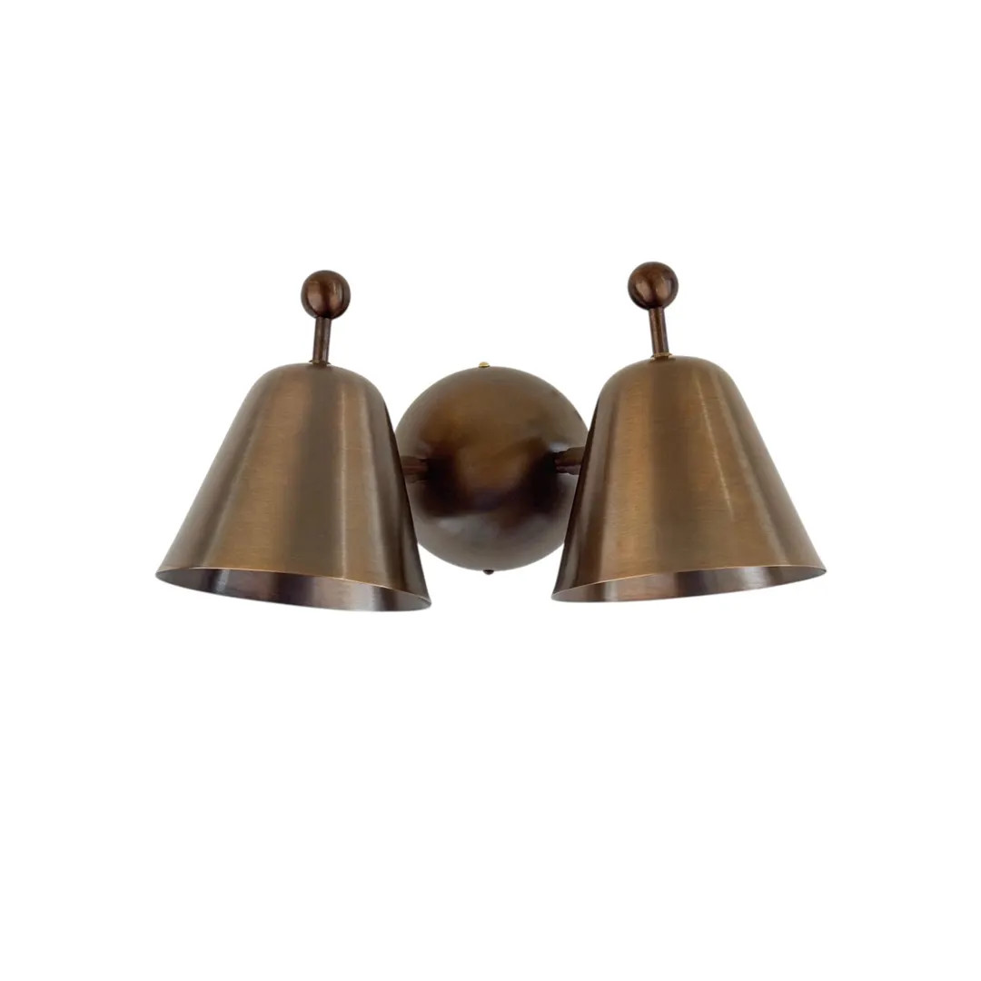 Handmade Brass Double Cone Wall Sconce: Adjustable Mid-Century Light | Etsy (US)