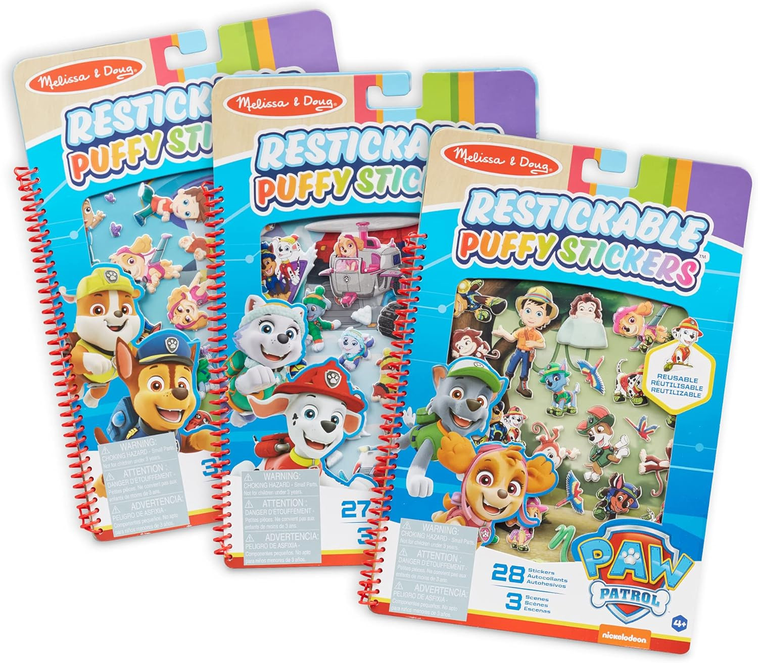 Melissa & Doug PAW Patrol Restickable Puffy Stickers 3-Pack – Adventure Bay, Jake’s Mountain,... | Amazon (US)