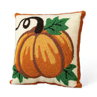 14 in. H Fall Hooked Pumpkin Pillow | The Home Depot