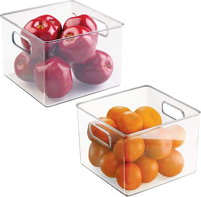 iDesign Kitchen Binz BPA-Free Plastic Deep Stackable Organizer with Handles - 8" x 8" x 6", Clear... | Amazon (US)