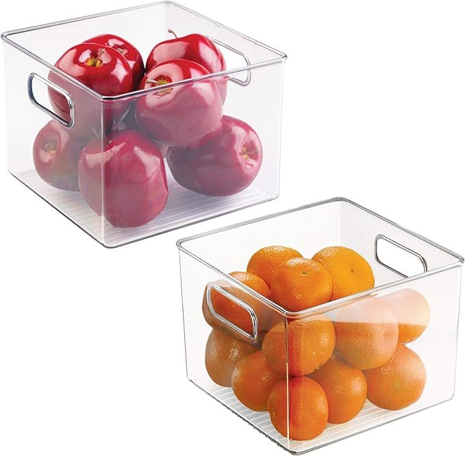 iDesign Kitchen Binz BPA-Free Plastic Deep Stackable Organizer with Handles - 8" x 8" x 6", Clear... | Amazon (US)
