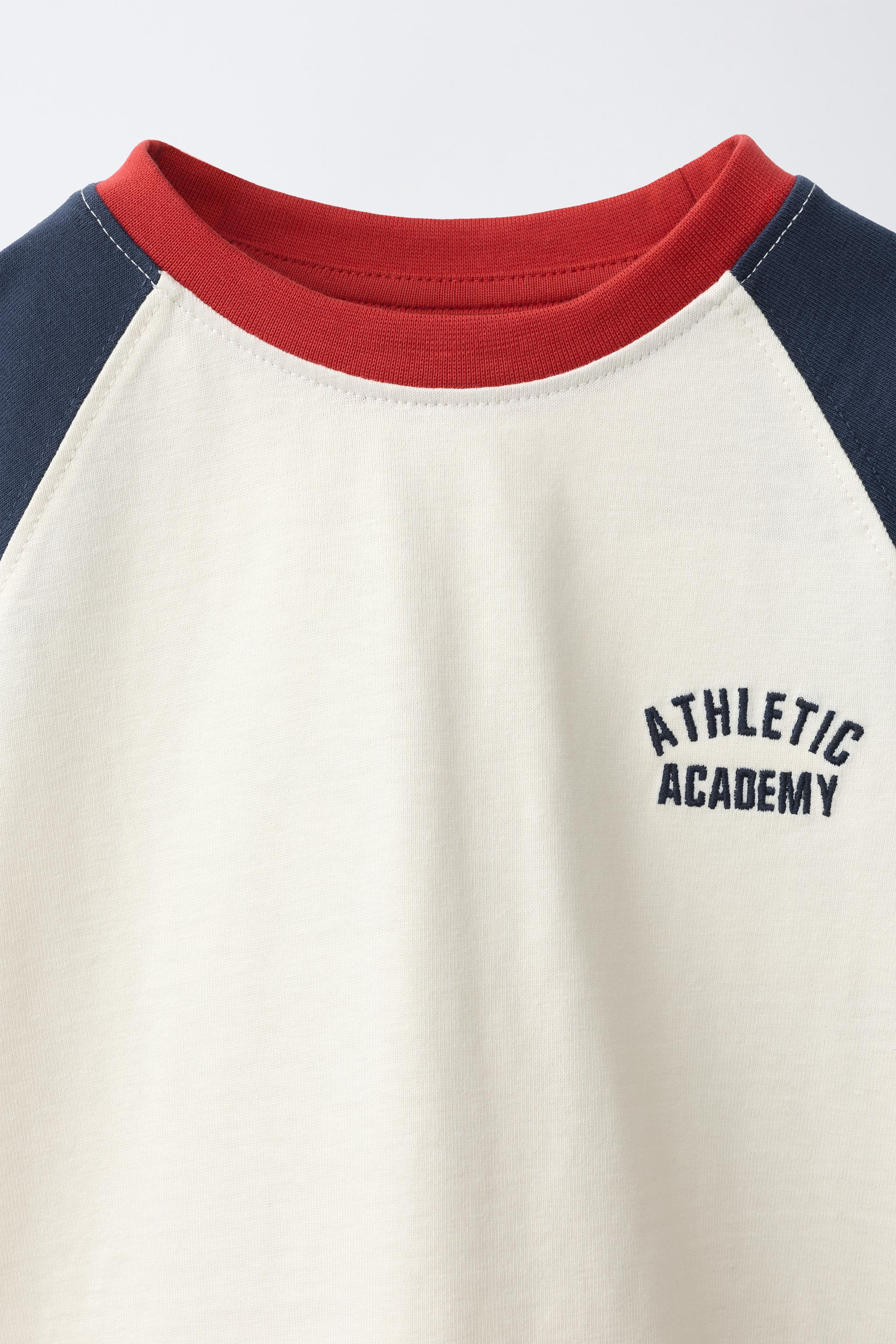 EMBROIDERED TEXT RAGLAN SLEEVE T-SHIRT | Zara US