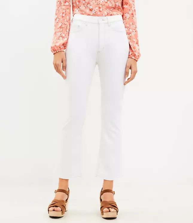 Petite High Rise Kick Crop Jeans in White | LOFT
