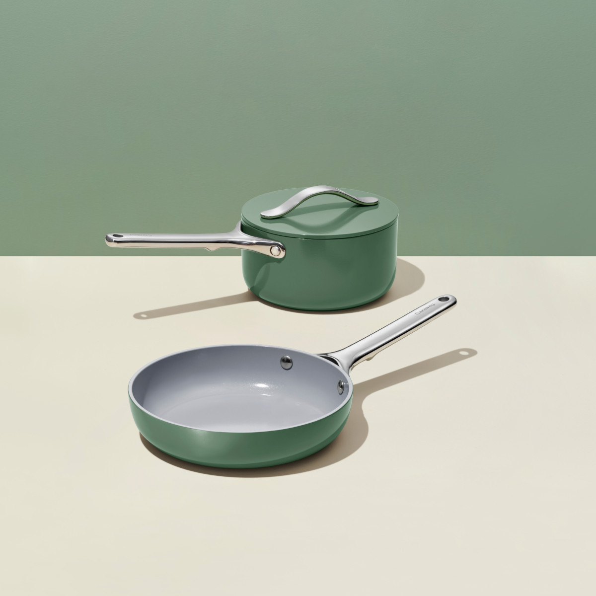 Mini Cookware Set in Sage | Fry & Sauce Pan | Minis Duo by Caraway | Caraway