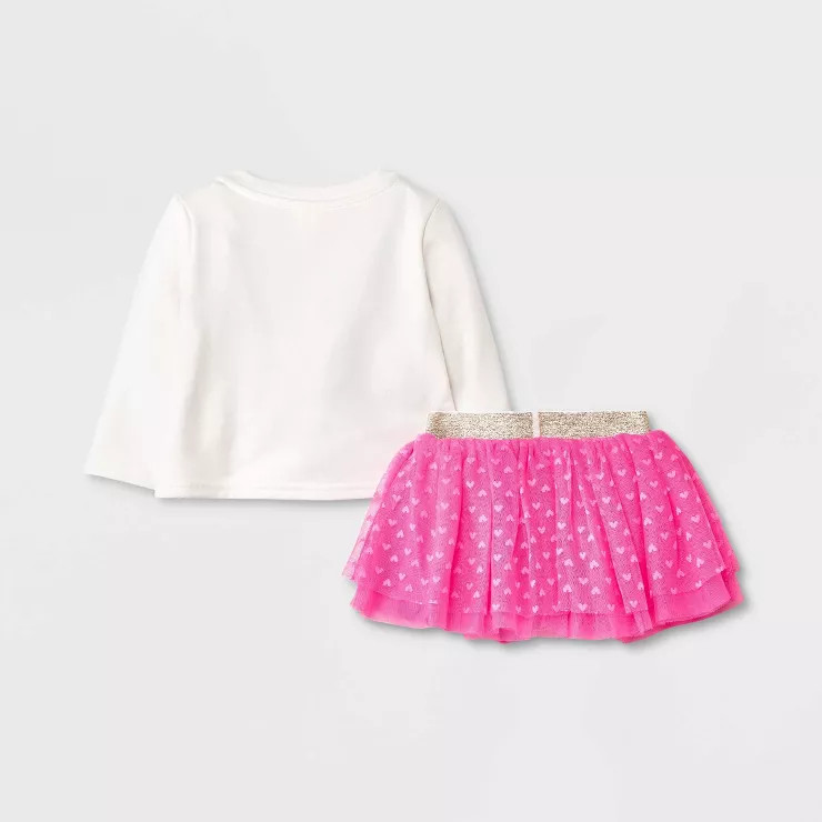 Baby Girls' Heart Tutu Top & Bottom Set - Cat & Jack™ Neon Pink | Target