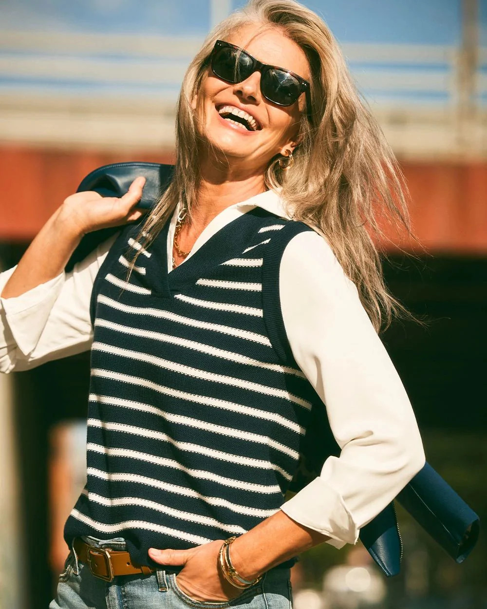 Striped V-Neck 2 in 1 Sweater Vest | Chico's