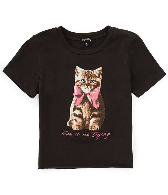 Originality Big Girls 7-16 Short Sleeve This Is Me Trying Kitty Crop T-Shirt | Dillard's | Dillard's