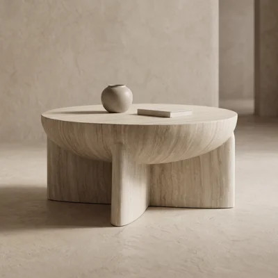 Modern Faux Marble Round Coffee Table with Sculptural Base - 29.9" W | Wayfair North America