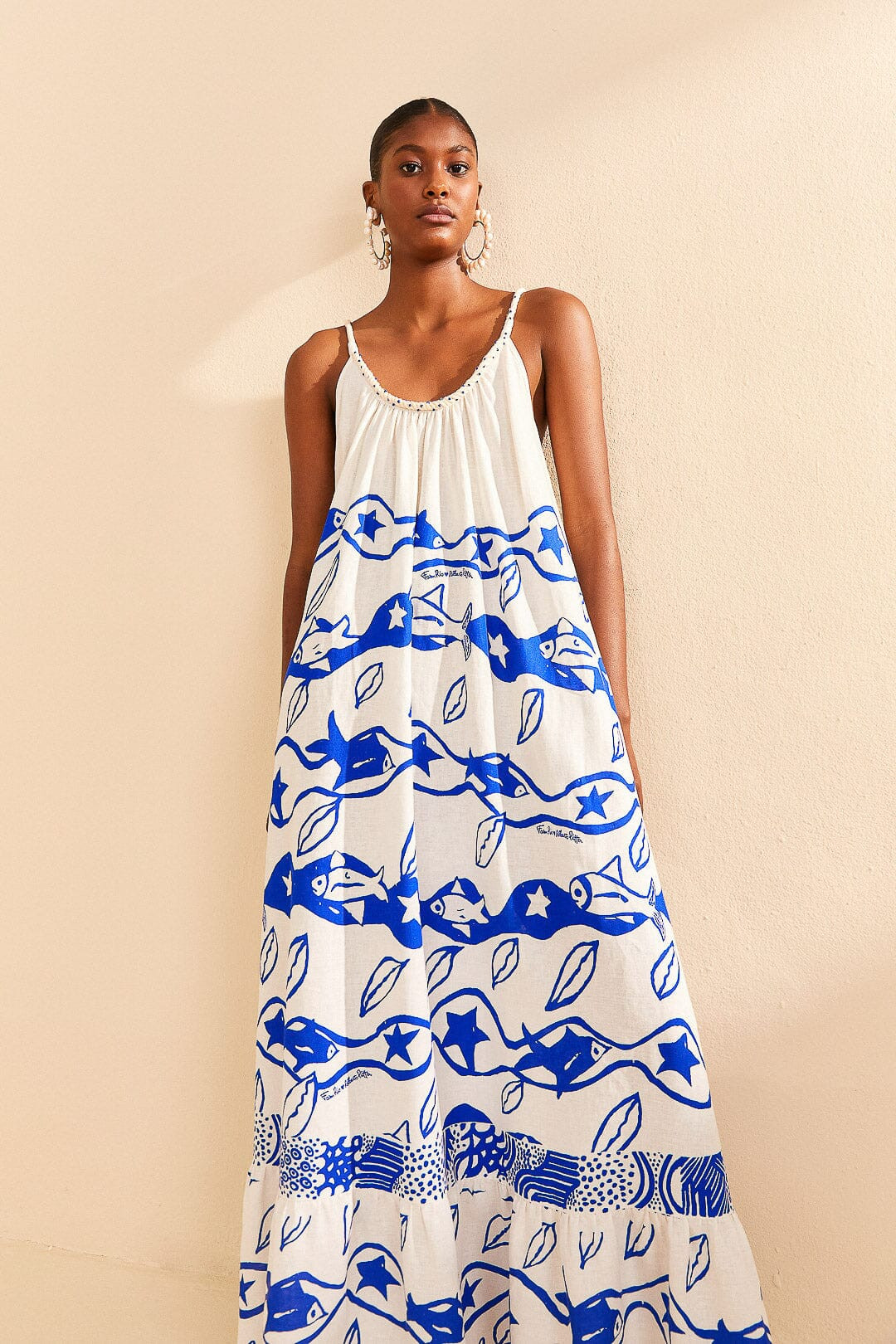 off-white pitta waves sleeveless maxi dress | FarmRio (US)
