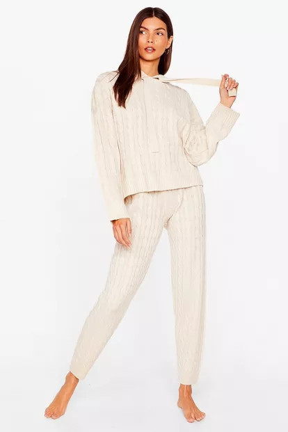 Offers Off the Cable Knit Hoodie and Sweatpants Set | Nasty Gal (US)