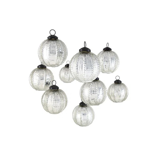 Set Of 9 Beaded Texture Ornament Ball Set (Set of 9) | Wayfair Professional