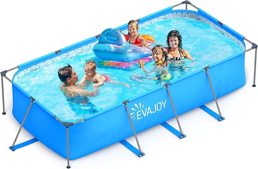 EVAJOY 14ft x 7ft x 33in Metal Frame Swimming Pool, Outdoor Rectangular Above-Ground Pool with St... | Amazon (US)