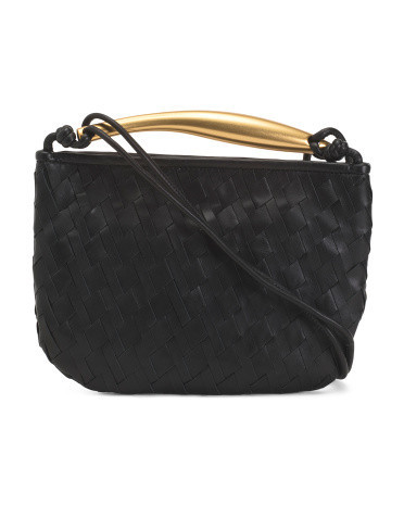Leather Hazel Small Hand Woven Hobo With Wrapped Handle And Strap For Women | TJ Maxx