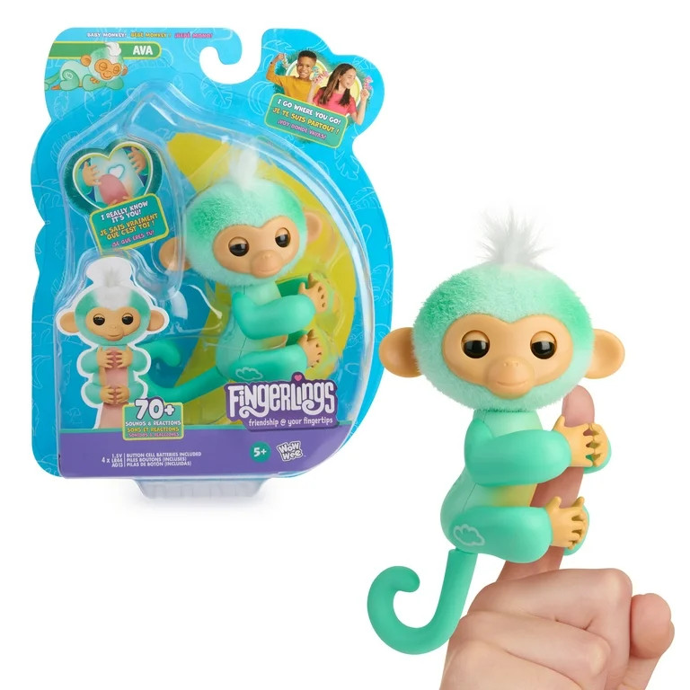 Fingerlings Interactive Baby Monkey Ava, 70+ Sounds & Reactions, Heart Lights Up, Reacts to Touch... | Walmart (US)