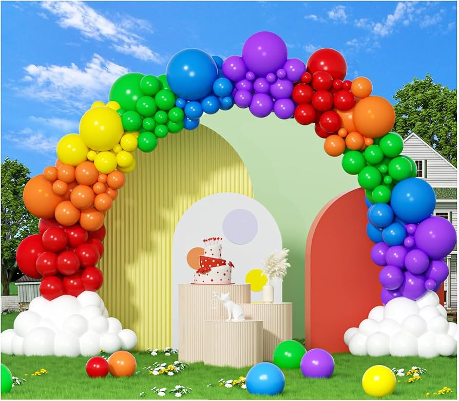 412pcs Rainbow Balloon Arch Kit Assorted Colors 18 12 10 5 Inch, Different Sizes Matte Latex Colo... | Amazon (US)