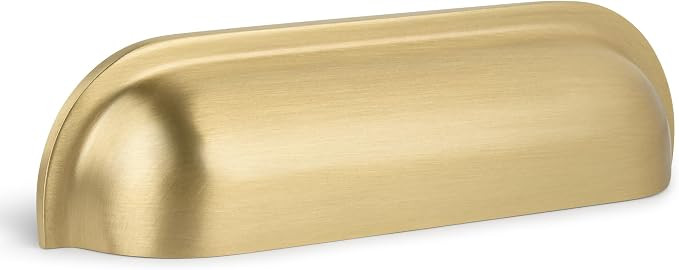 SALISENG-Brushed Matt Gold Cup Kitchen Drawer Pulls 5 Pack, 3-3/4 Inch Solid Brass Knobs for Cabi... | Amazon (US)