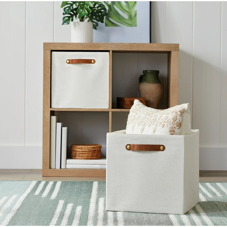 Better Homes & Gardens 12.75" Linen Cube Storage Bin, Vanilla - Walmart.com | Walmart (US)