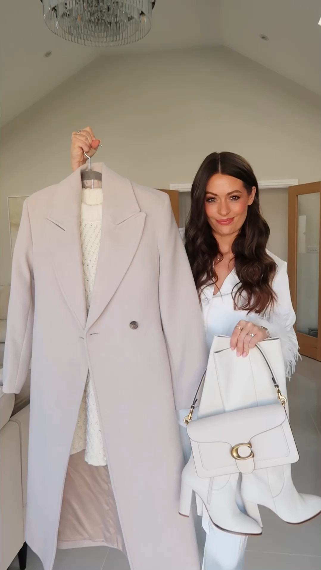 Winter white outfit 
Coat is & other stories last year so similar linked
Dress is size xs
