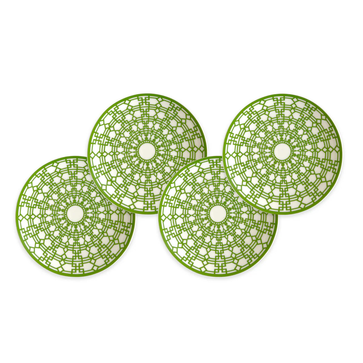 Set of 4 Green Newport Garden Gate Canapé Plates | The Well Appointed House, LLC
