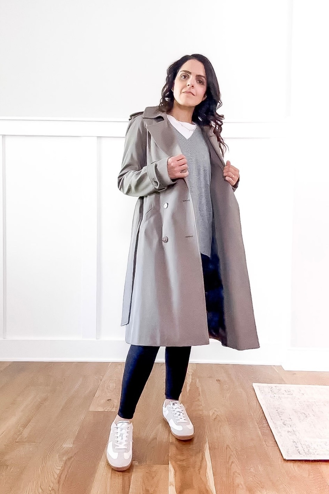 🚨For 10% off your first @Quince purchase use: INFG-26THESARAHSTORIES10 

Spring sweaters I’d pick for your wardrobe! Easy weekend errands outfit! 

Cashmere oversized V-neck sweater: XS
Box cut tee: size up 2 sizes, in M
Leggings: 4
Sneakers: tts 
Trench: XS 

#quincepartner

#LTKgrwm #LTKootd