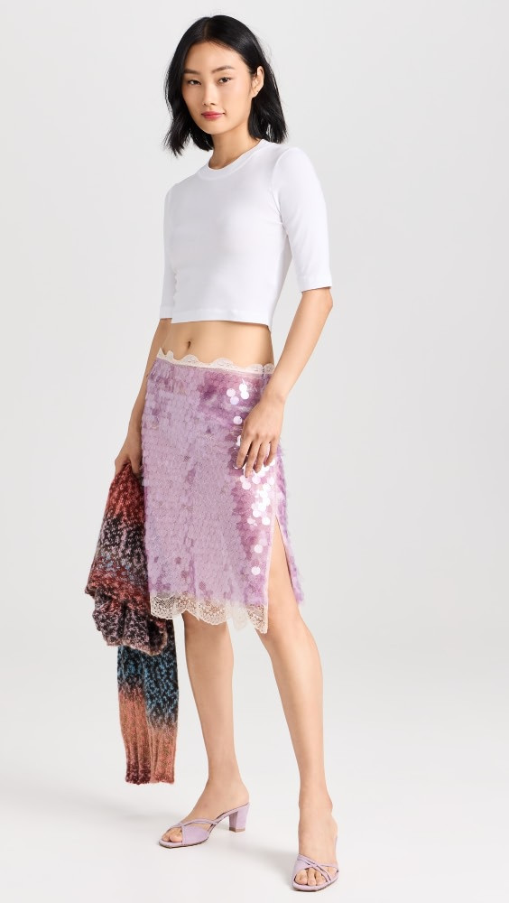 SIEDRES Helena Lace Trimmed Sequined Skirt | Shopbop | Shopbop