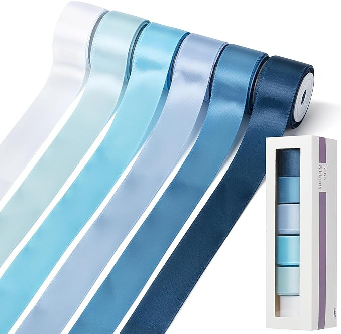 Mr. Pen- Satin Ribbon, 6 Rolls, 1 Inch, 5 Yards/Roll, Shades of Blue Satin Ribbon 1 Inch | Amazon (US)
