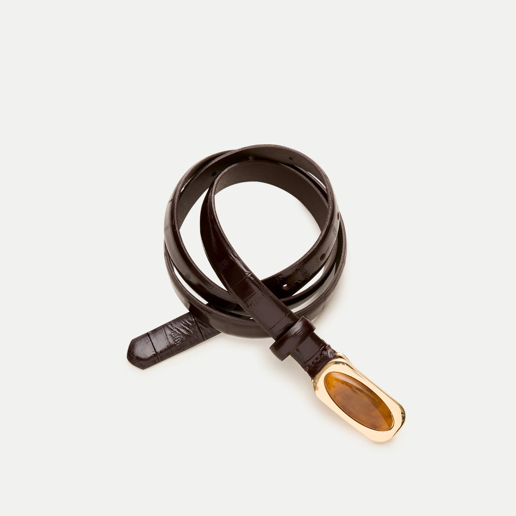 Embellished thin belt in eel-embossed leather | J. Crew US