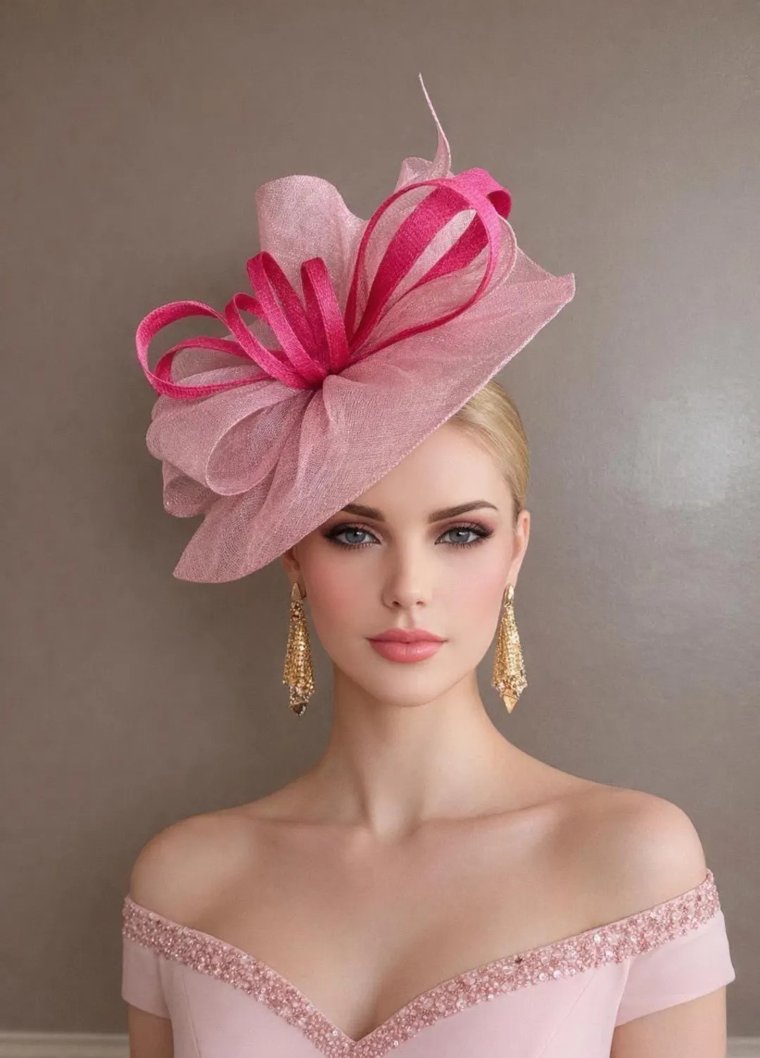 Mixed Pink Kentucky Derby Hat: Sinamay Bow and Ribbon Fascinator | Etsy (US)
