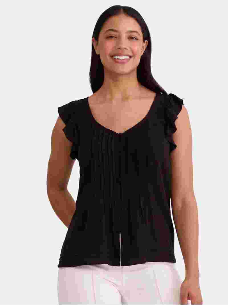 Time and Tru Women's Sweetheart Flutter Sleeve top, Sizes XS-XXXL | Walmart (US)
