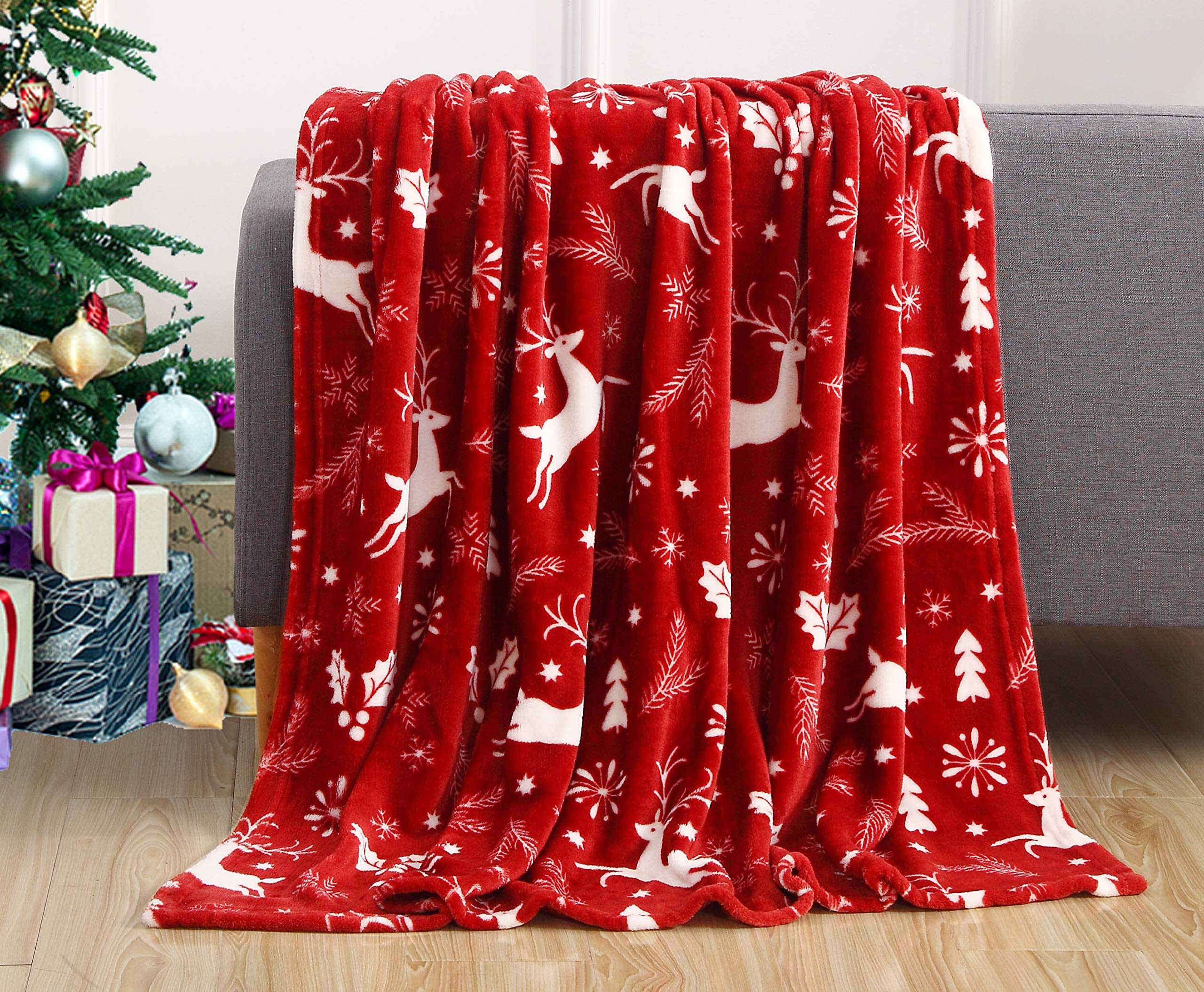 Elegant Comfort Luxury Velvet Super Soft Christmas Prints Fleece Blanket-Holiday Theme Home Déco... | Amazon (US)