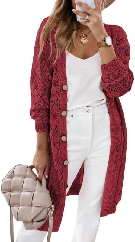SHEWIN Women's Cardigan Sweaters Casual Lightweight Long Sleeve Open Front Crochet Cardigans Swea... | Amazon (US)