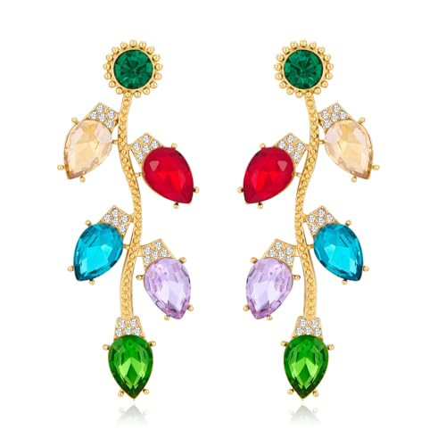 ENSKEFEN Christmas Earrings for Women Colorful Crystal Christmas Light Bulb Earrings Statement Rhinestone Xmas Light Earrings Christmas Holiday Earrings | Amazon (US)