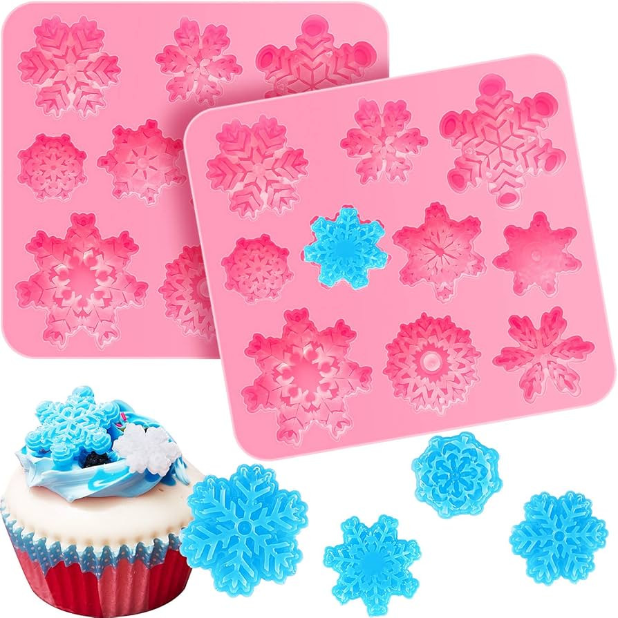 2 Pieces 3D Snowflake Silicone Mold Christmas Snowflake Fondant Silicone Mold for Cake Cupcake De... | Amazon (US)