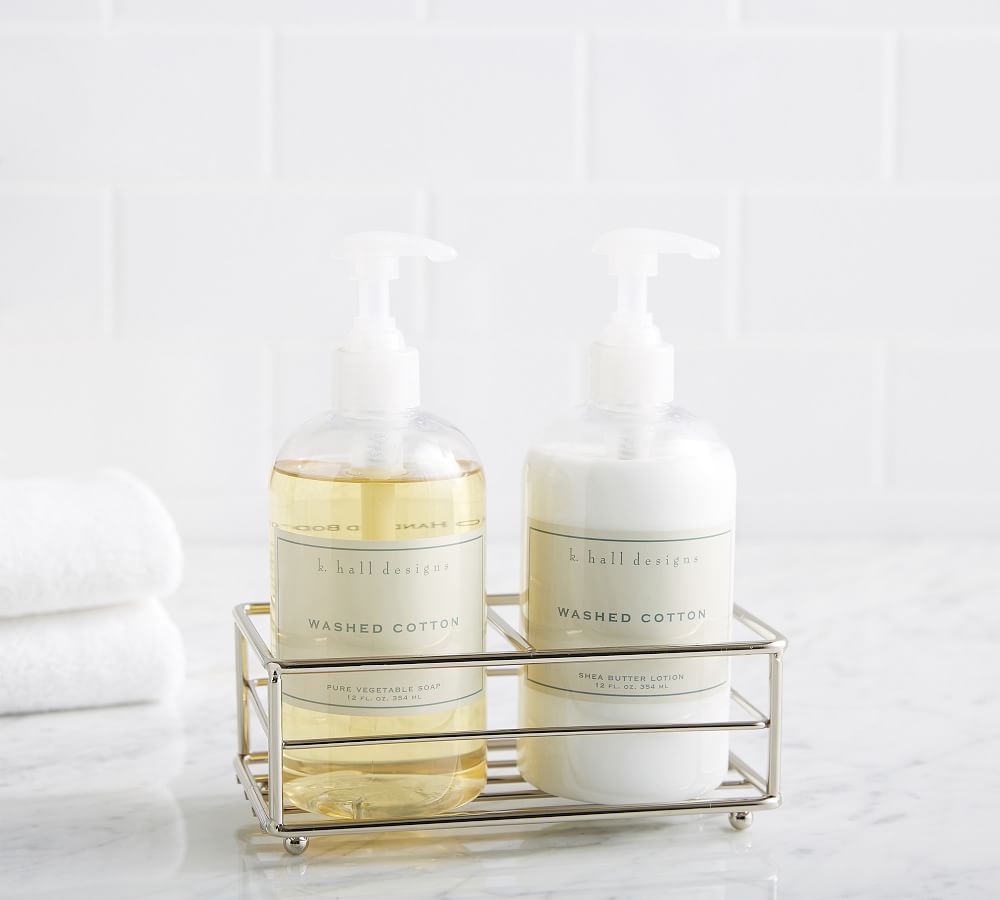 K. Hall Washed Cotton Soap & Lotion Caddy Set | Pottery Barn (US)