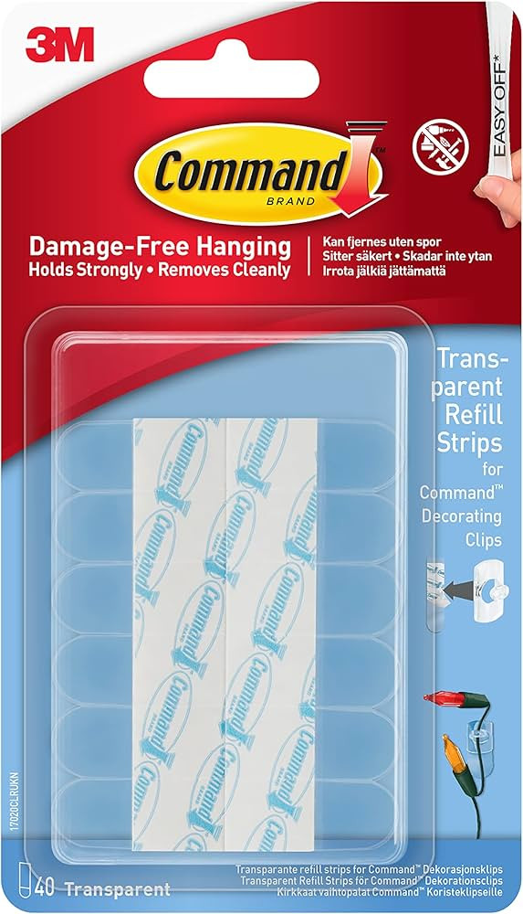Command Mini Clear Refill Strips for Command Decorating Clips - 40 Adhesive Strips - Hanging Clip... | Amazon (US)
