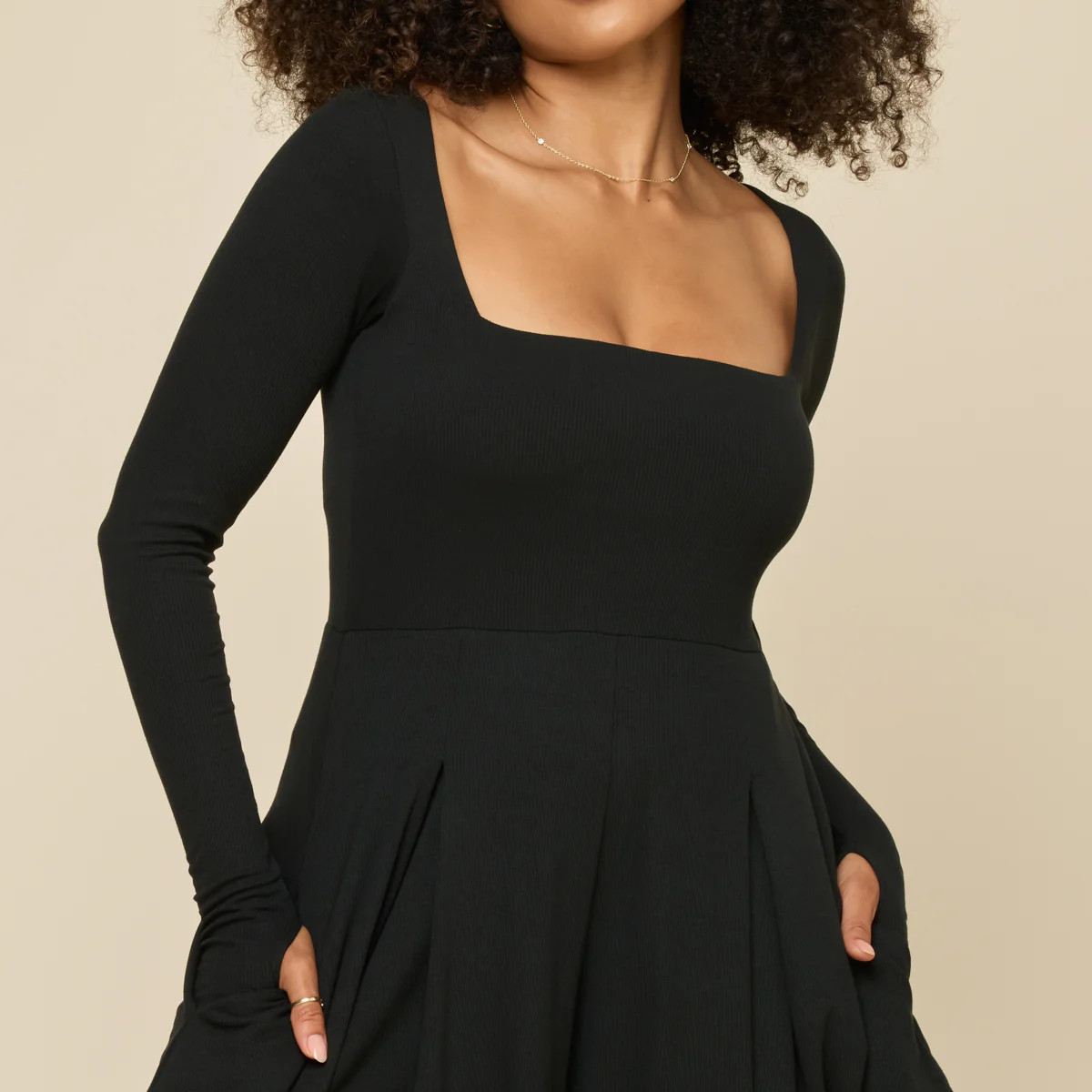 Go with the Flow Long Sleeve Romper - Black | POPFLEX