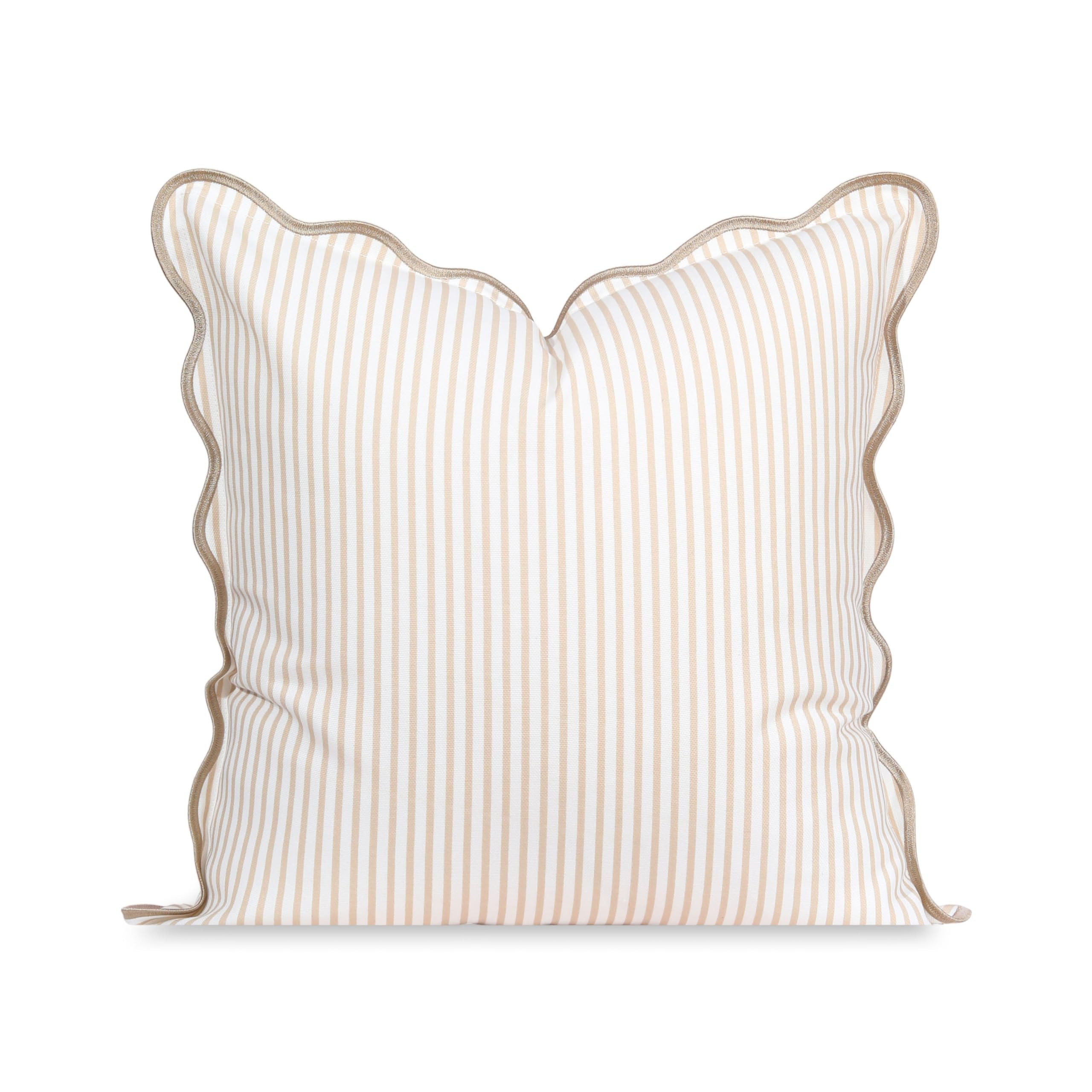 Hofdeco Premium Coastal Patio Indoor Outdoor Scalloped Throw Pillow Cover Only, 20"x20" Water Rep... | Amazon (US)