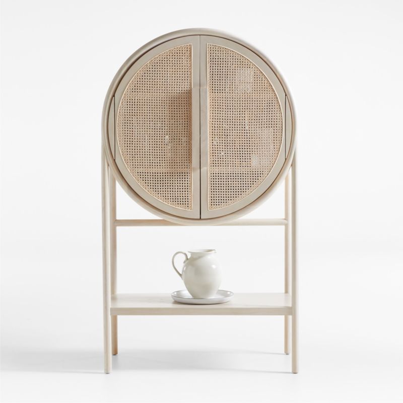 West Whitewash Cane Storage Bar Cabinet by Leanne Ford + Reviews | Crate & Barrel | Crate & Barrel